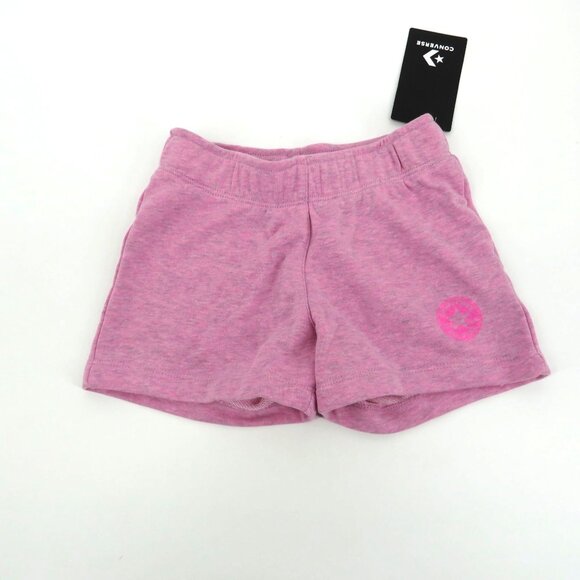 Converse Girls Peony Pink Heather Shorts Size 6 Elastic Waist NWT - Picture 1 of 3